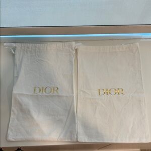 2 New Dior Cream Bags with Gold Logo